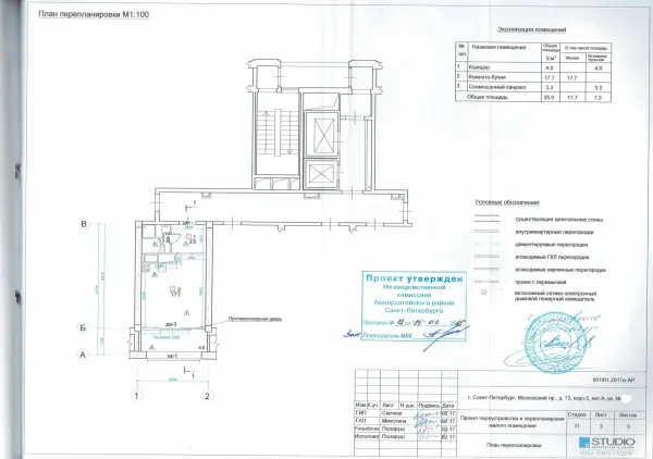 Согласованный план перепланировки: Московский пр., д.73, корп.5