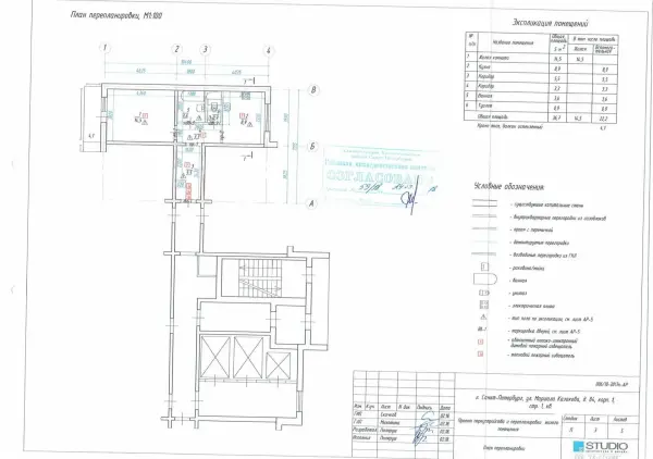 Согласованный план перепланировки: Маршала Казакова ул., д.84,к.1,стр.1